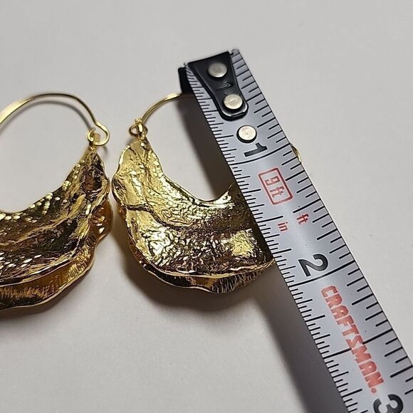 Gold Tone African Fulani Earrings,Chunky Hoop Earrings, African Earrings - Picture 4 of 4